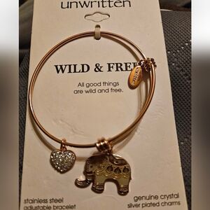 Unwritten Gold Elephant and Heart Charm Bracelet